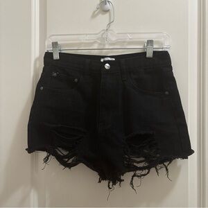 superdown shorts simi distressed denim black  grunge goth moto casual size 28